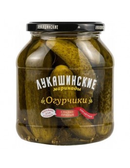 Огурчики Лукашинские сладко-пряные пикантные 670гр.Продаётся упаковками 8-банок. 