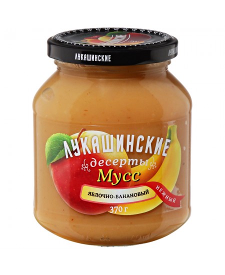 Мусс Лукашинские Яблочно-банановый нежный 370 г Продаётся упаковками 6-банок. 