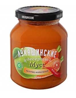 Мусс Лукашинские Яблочно-морковный фитнес 370 г Продаётся упаковками 6-банок. 