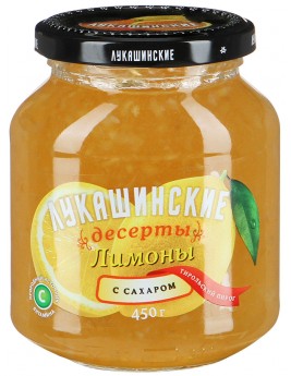 Лимоны Лукашинские десерты с сахаром Тирольский пирог 450г. Продаётся упаковками 6-банок. 