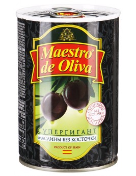 Маслины Maestro de Oliva Супергигант без косточки 425г железная банка