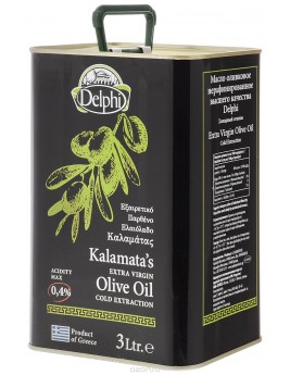 Масло оливковое Дельфи нерафинированное Каламата кислотность 0,4% 3 л