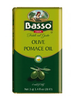 Оливковое масло BASSO Pomace Для жарки Рафинированное 3 литра в жестяной банке-канистре Италия