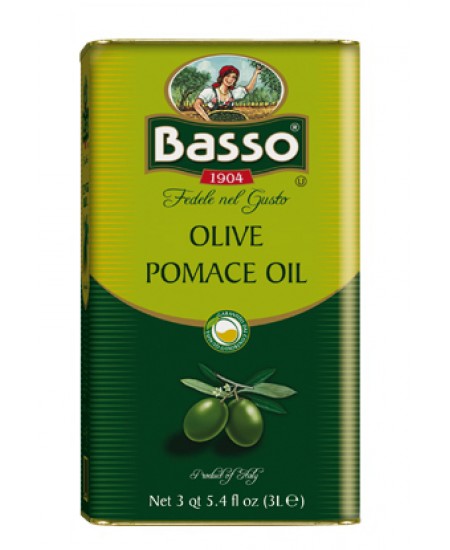 Оливковое масло BASSO Pomace Для жарки Рафинированное 3 литра в жестяной банке-канистре Италия