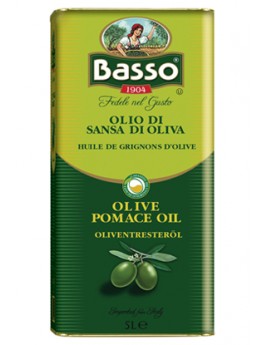 Оливковое масло BASSO Pomace Для жарки Рафинированное 5 литровв жестяной банке-канистре Италия