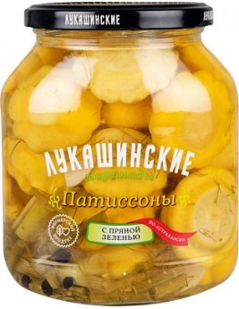 Патисоны Лукашинские с пряной зеленью по-Астрахански 670гр. Продаётся упаковками 6-банок. 