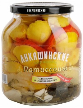 Патисоны Лукашинские с яблоком и сладким перцем 670гр. Продаётся упаковками 6-банок. 