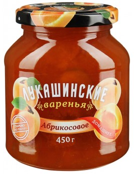 Варенье Лукашинские абрикосовое, 450г Продаётся упаковками 6-банок.