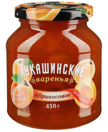 Варенье Лукашинские абрикосовое, 450г Продаётся упаковками 6-банок.