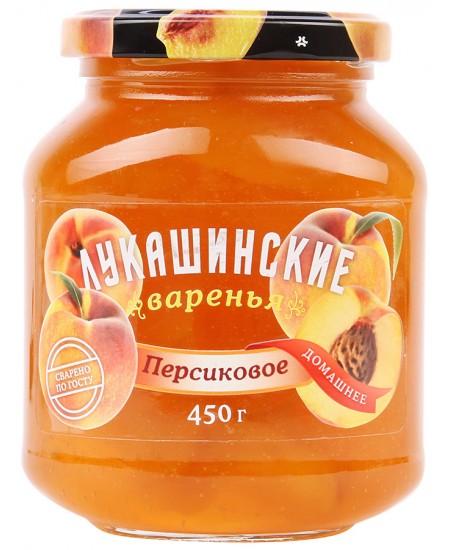 Варенье Лукашинские персиковое, 450г Продаётся упаковками 6-банок.